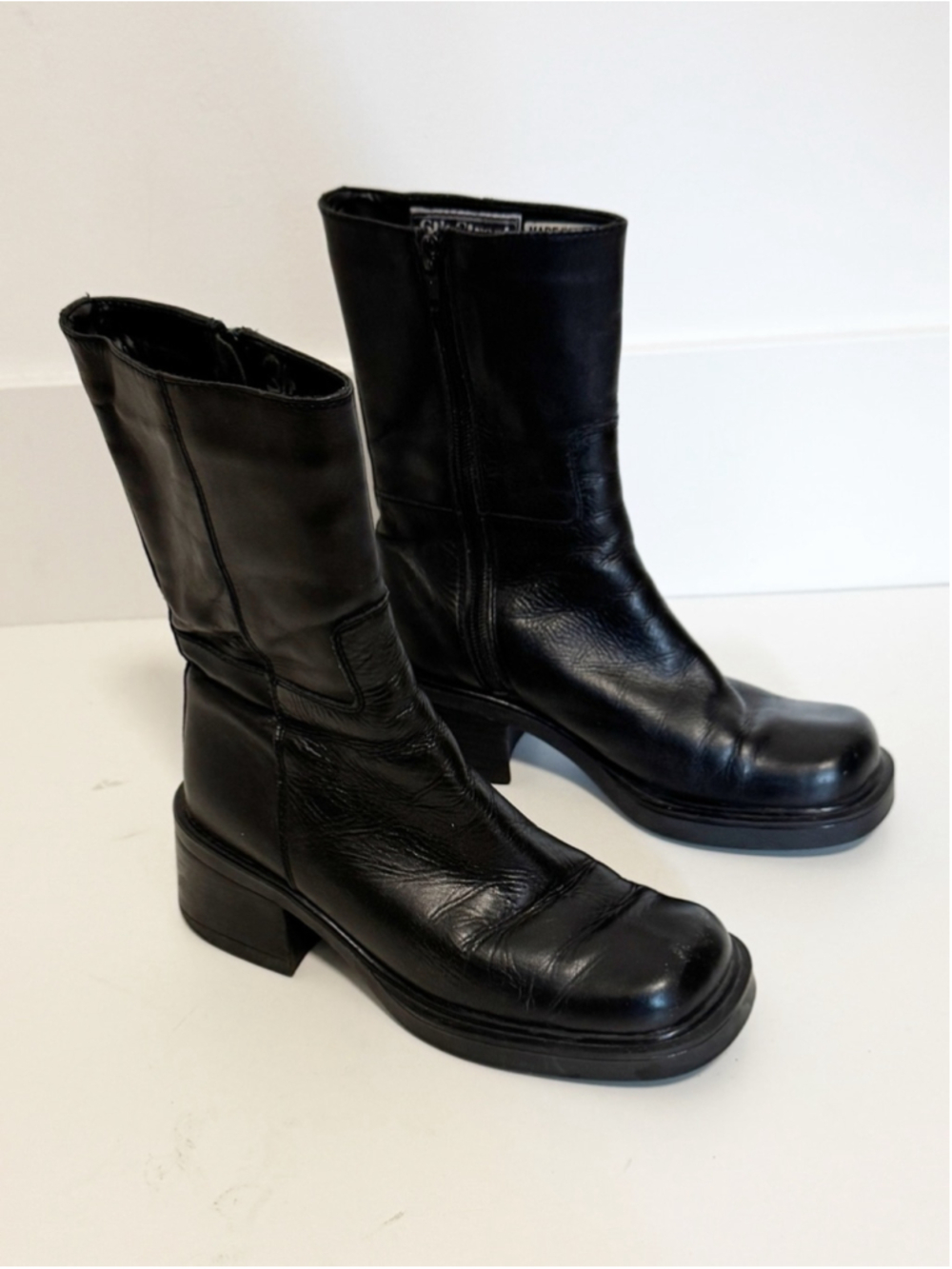 Vintage 6th Street West Square Toe Leather Boots size 36